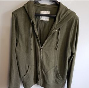 Army Green Light Weight Zip-Up Sweater